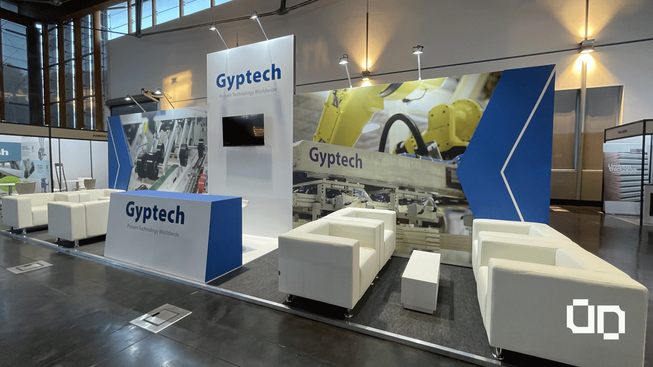 Stand da Gyptech no Global Gypsum desenvolvido pela UNDONE